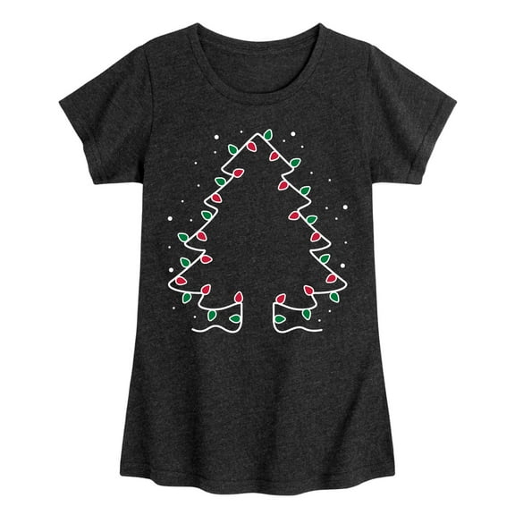 Instant Message - Christmas Tree Made Out Of String Lights - Toddler & Youth Girls Short Sleeve Graphic T-Shirt
