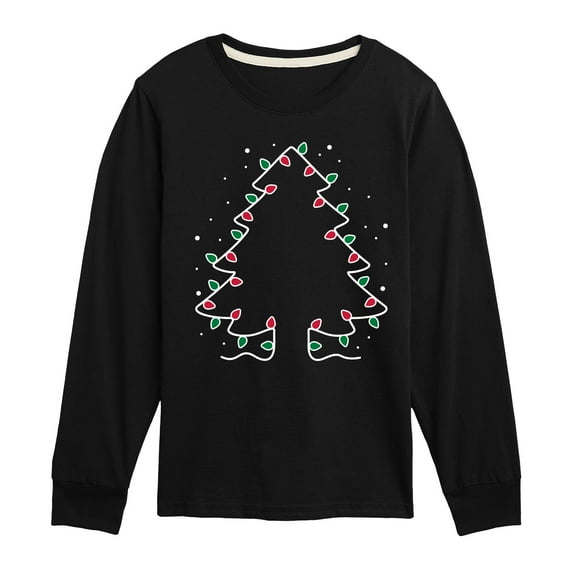 Instant Message - Christmas Tree Made Out Of String Lights - Toddler & Youth Long Sleeve Graphic T-Shirt