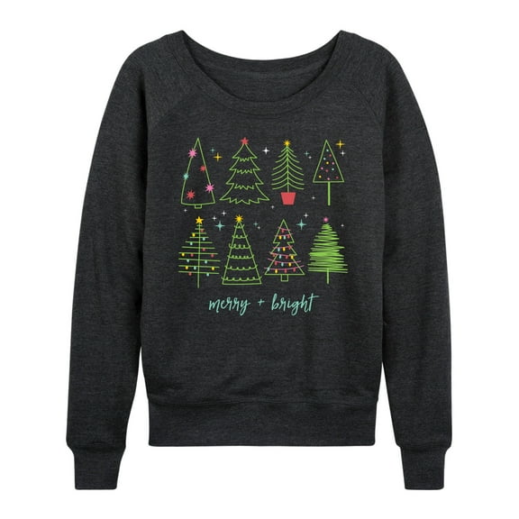 Instant Message - Christmas Trees - Women's French Terry Long Sleeve Pullover