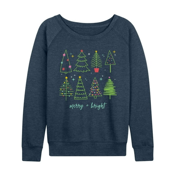 Instant Message - Christmas Trees - Women's French Terry Long Sleeve Pullover