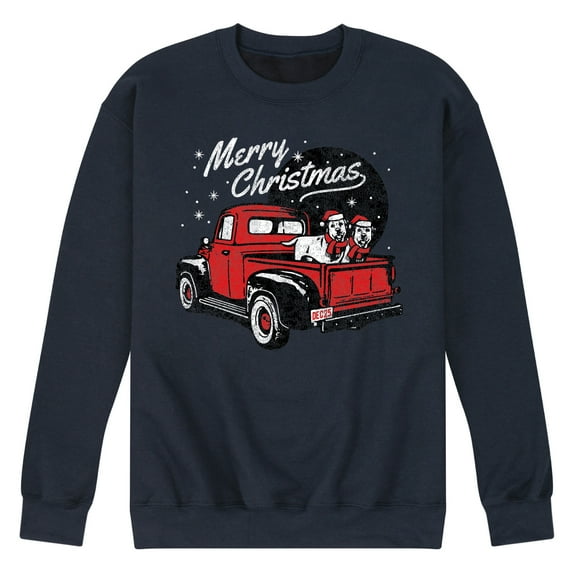 Instant Message - Christmas Truck - Men's Crew Neck Fleece Pullover
