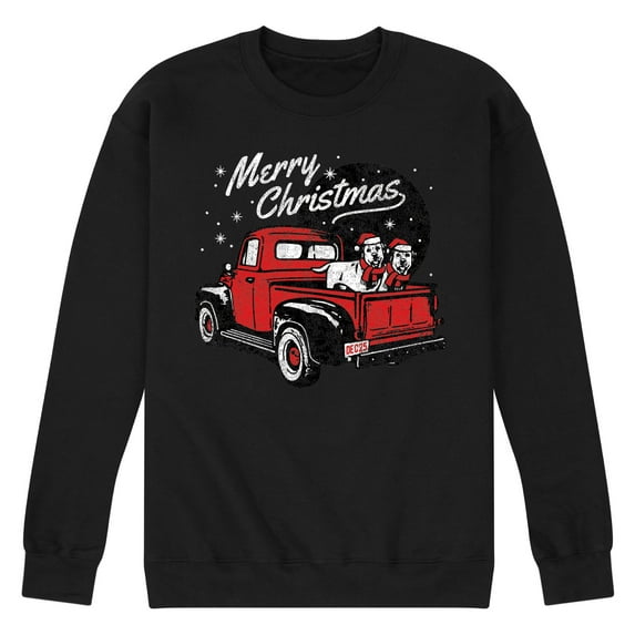 Instant Message - Christmas Truck - Men's Crew Neck Fleece Pullover