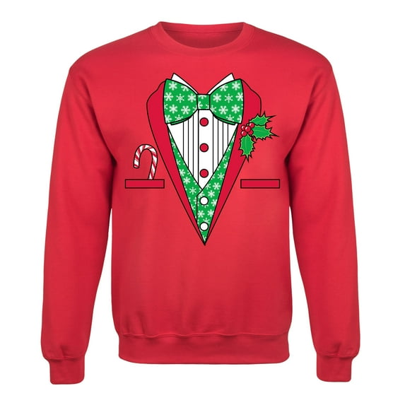 Instant Message - Christmas Tuxedo - Christmas Drinking Santa Adult Crew Fleece