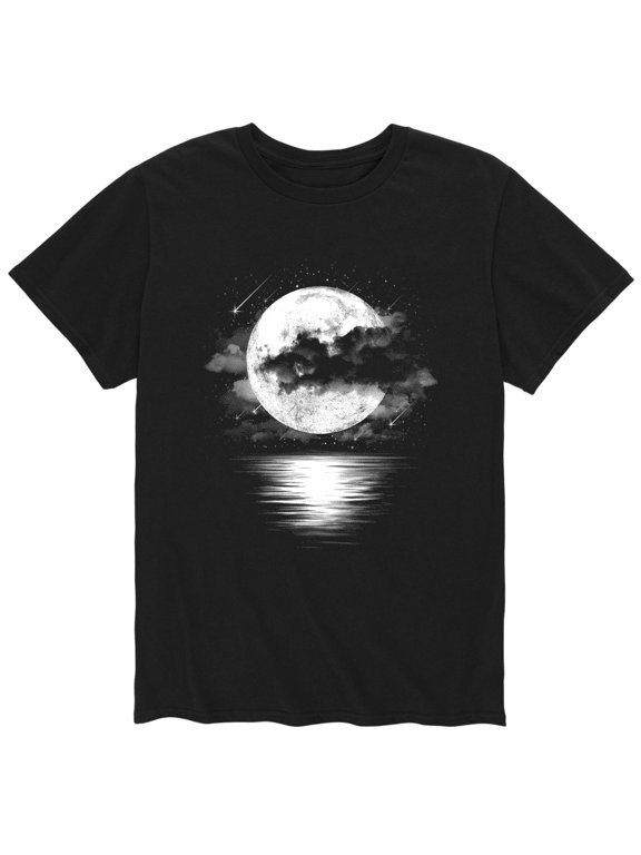 - Cloudy Moon Shooting Stars Men's Short Sleeve Graphic T-Shirt