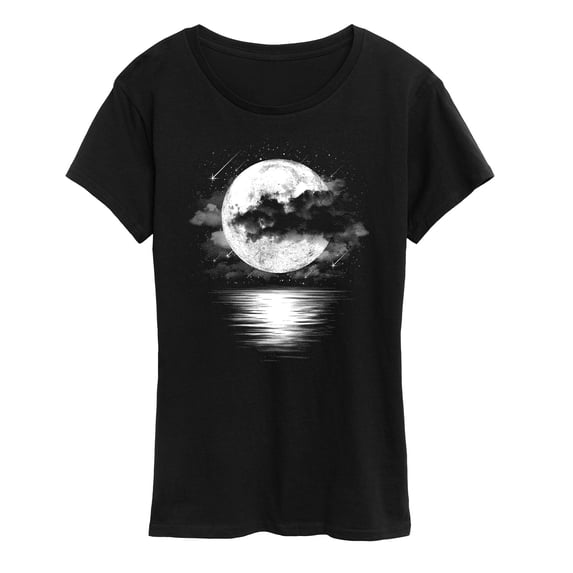 Instant Message - Cloudy Moon Shooting Stars Short Sleeve Graphic T-Shirt