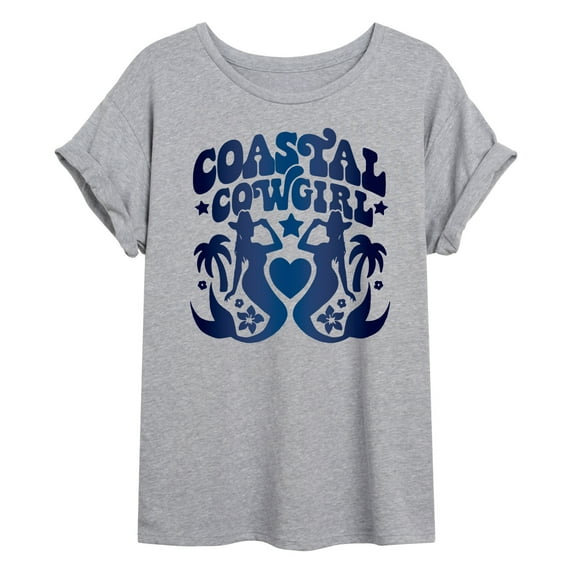 Instant Message - Coastal Cowgirl Mermaids - Women's Oversized Graphic T-Shirt