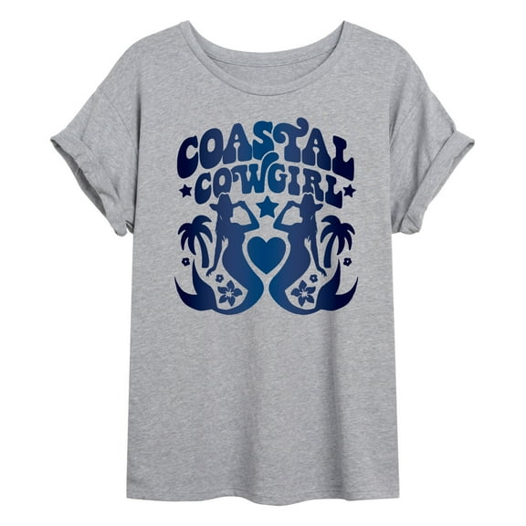 Instant Message - Coastal Cowgirl Mermaids - Women's Oversized Graphic T-Shirt