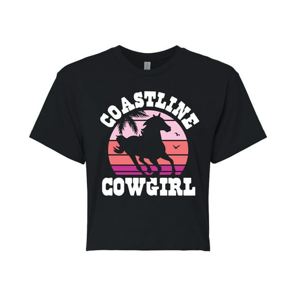 Instant Message - Coastline Cowgirl - Juniors Cropped Graphic T-Shirt