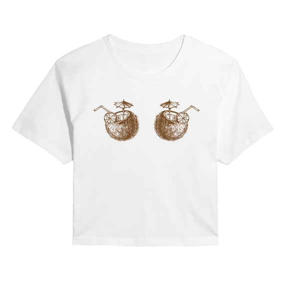 Instant Message - Coconut Drinks - Juniors Cropped Graphic T-Shirt