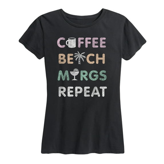 Instant Message - Coffee Beach Repeat - Women's Short Sleeve Graphic T-Shirt