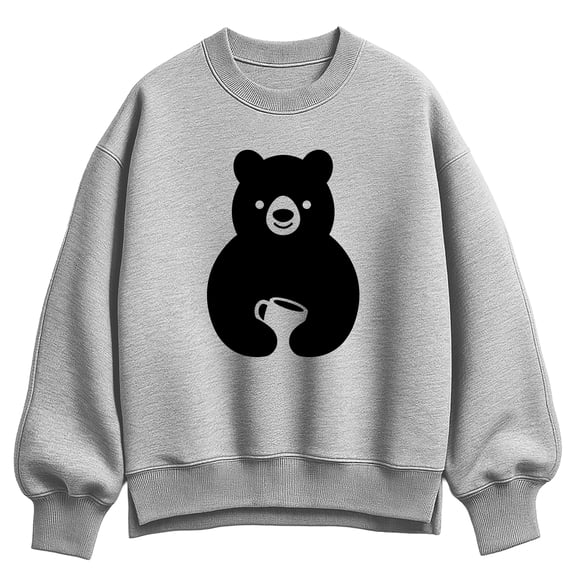 Instant Message - Coffee Bear - Ladies Oversized Fleece Crew Sweatshirt