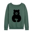 thumbnail image 1 of Instant Message - Coffee Bear Lightweight French Terry Wide Neck Long Sleeve Graphic Shirt, 1 of 5