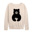 thumbnail image 1 of Instant Message - Coffee Bear Lightweight French Terry Wide Neck Long Sleeve Graphic Shirt, 1 of 5