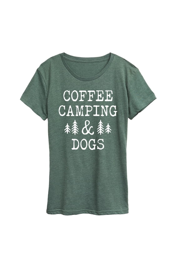 - Coffee Camping And Dogs - Women's Short Sleeve Graphic T-Shirt