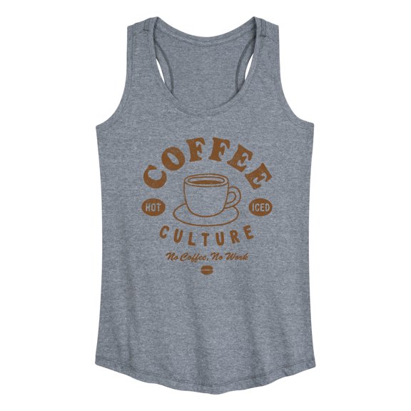 Instant Message - Coffee Culture No Coffee No Work - Women's Racerback Tank Top