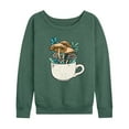 thumbnail image 1 of Instant Message - Coffee Cup Flowers - Women's Lightweight French Terry Long Sleeve Shirt, 1 of 6