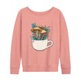 thumbnail image 1 of Instant Message - Coffee Cup Flowers - Women's Lightweight French Terry Pullover, 1 of 7