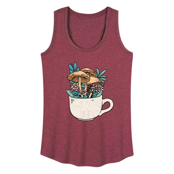 Instant Message - Coffee Cup Flowers - Women's Racerback Tank Top