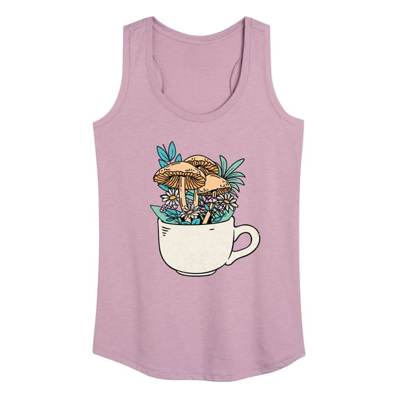 Instant Message - Coffee Cup Flowers - Women's Racerback Tank Top