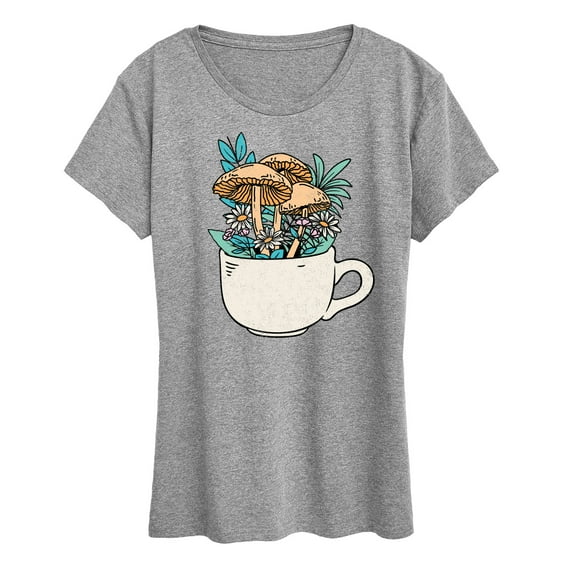 Instant Message - Coffee Cup Flowers - Women's Short Sleeve Graphic T-Shirt