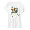 thumbnail image 1 of Instant Message - Coffee Cup Flowers - Women's Short Sleeve Graphic T-Shirt, 1 of 6