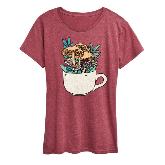 Instant Message - Coffee Cup Flowers - Women's Short Sleeve Graphic T-Shirt