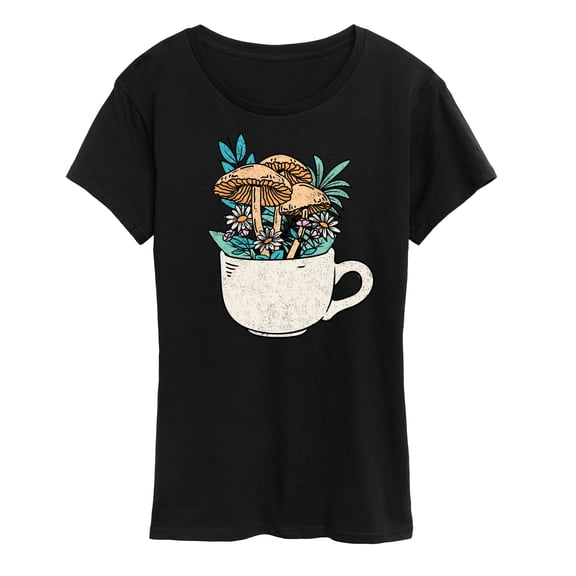 Instant Message - Coffee Cup Flowers - Women's Short Sleeve Graphic T-Shirt