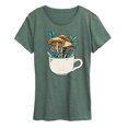 thumbnail image 1 of Instant Message - Coffee Cup Flowers - Women's Short Sleeve Graphic T-Shirt, 1 of 6