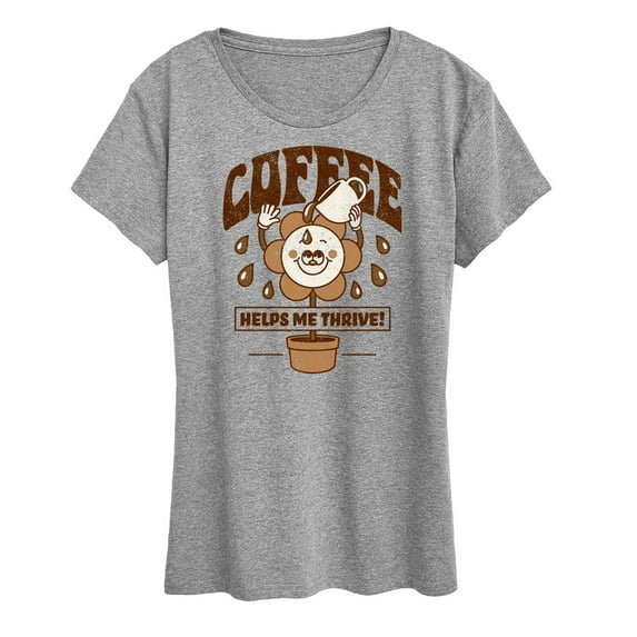 Instant Message - Coffee Helps Me Thrive - Women's Short Sleeve Graphic T-Shirt