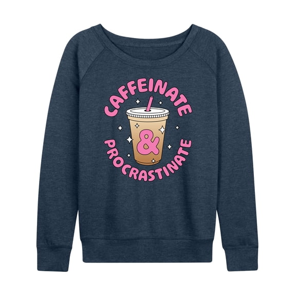 Instant Message - Coffee Lover - Caffeinate & Procrastinate - Women's Lightweight French Terry Long Sleeve Shirt