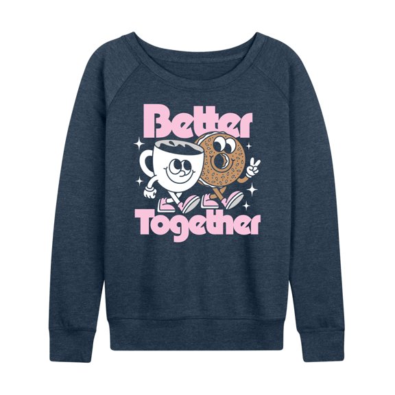 Instant Message - Coffee Lover - Coffee & Bagel Better Together - Women's Lightweight French Terry Long Sleeve Shirt