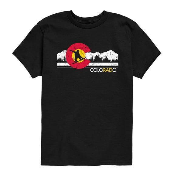 Instant Message - Colorado Flag Snowboarder - Youth Short Sleeve Graphic T-shirt