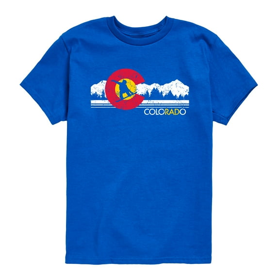 Instant Message - Colorado Flag Snowboarder - Youth Short Sleeve Graphic T-shirt