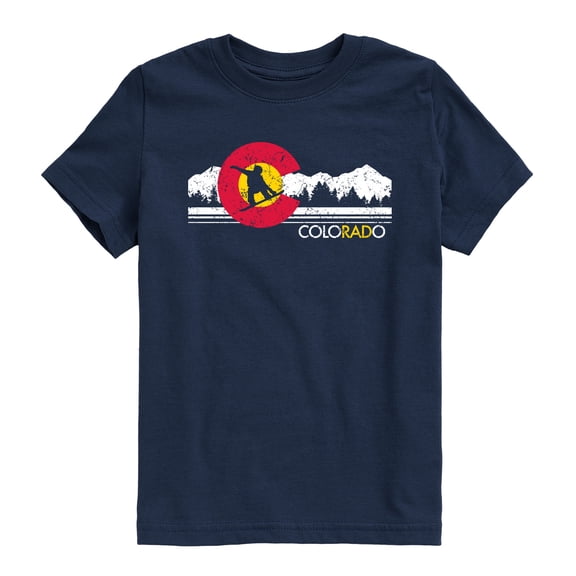 Instant Message - Colorado Flag Snowboarder - Youth Short Sleeve Graphic T-shirt