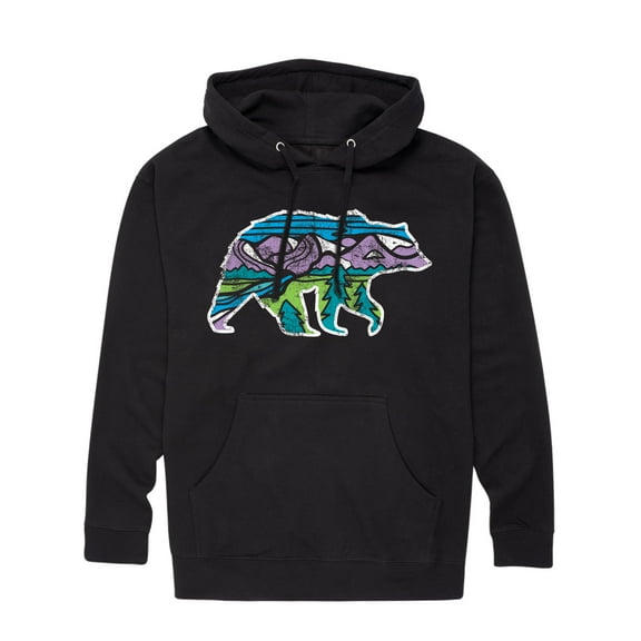 Instant Message - Colored Grizzly - Adult Pullover Hooded Fleece Sweatshirt
