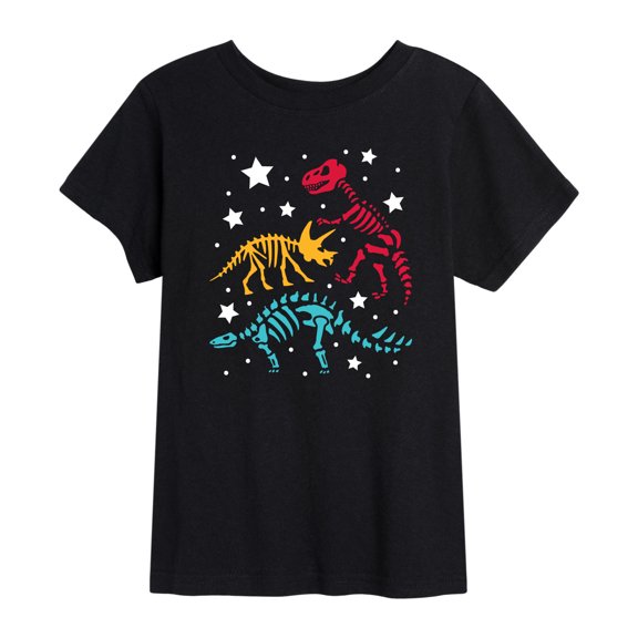 Instant Message - Colorful Dino Skeletons - Toddler Short Sleeve Tee