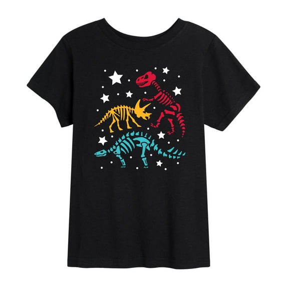 Instant Message - Colorful Dino Skeletons - Toddler Short Sleeve Tee