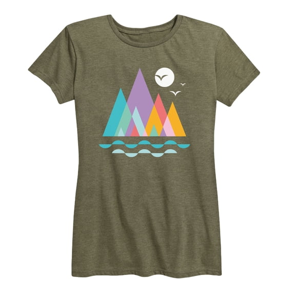 Instant Message - Colorful Geometric Mountains - Women's Short Sleeve Graphic T-shirt