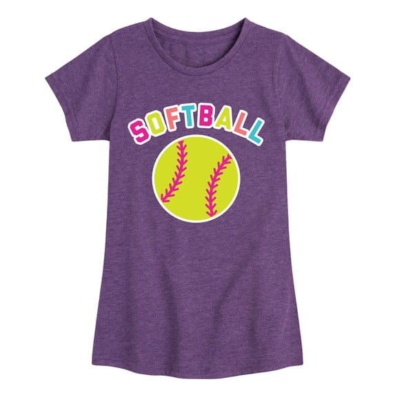 Instant Message - Colorful Softball Fitted Short Sleeve Graphic T-Shirt