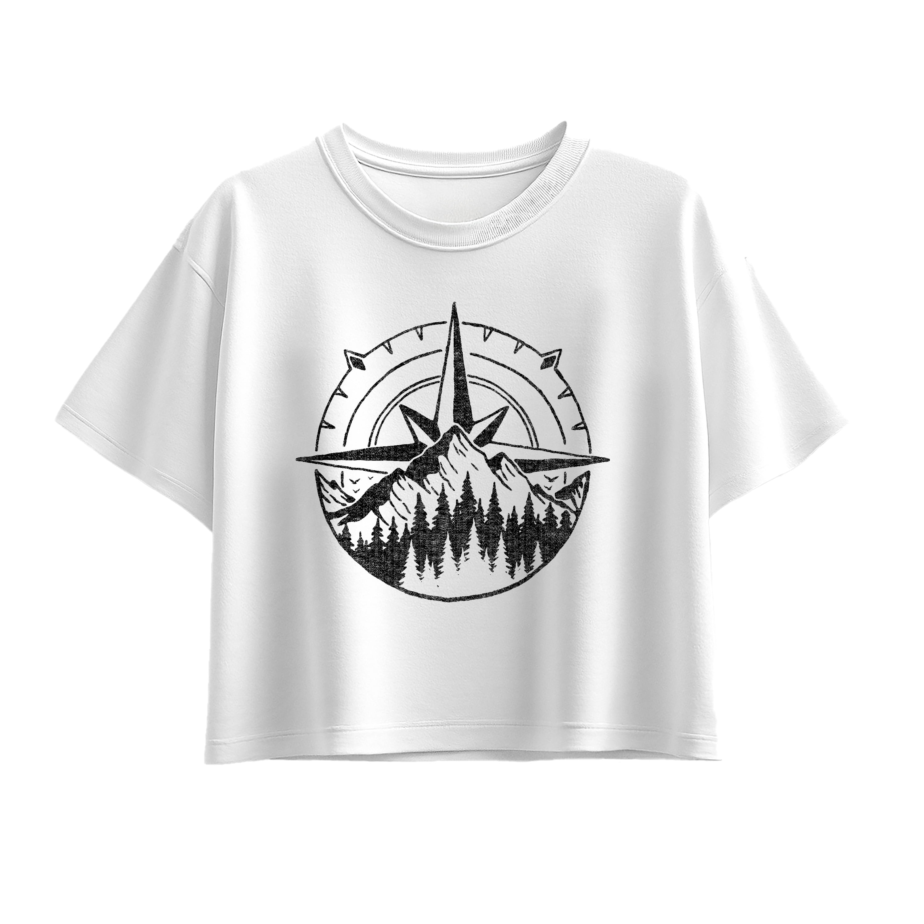 Instant Message - Compass Nature Scene - Youth Girl Short Sleeve Boxy ...