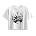 thumbnail image 1 of Instant Message - Compass Nature Scene - Youth Girl Short Sleeve Boxy Tee, 1 of 5