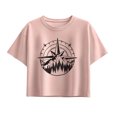 thumbnail image 1 of Instant Message - Compass Nature Scene - Youth Girl Short Sleeve Boxy Tee, 1 of 5