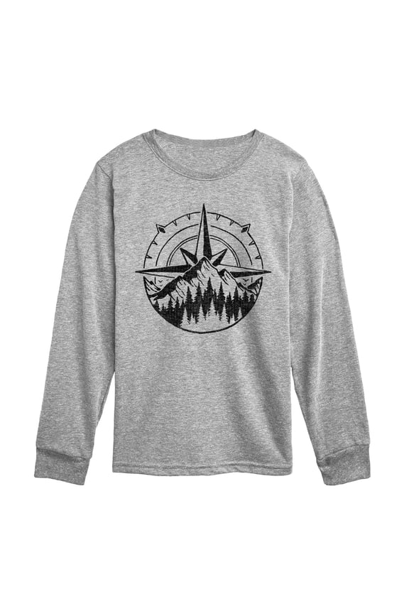 - Compass Nature Scene - Youth Long Sleeve Graphic T-Shirt