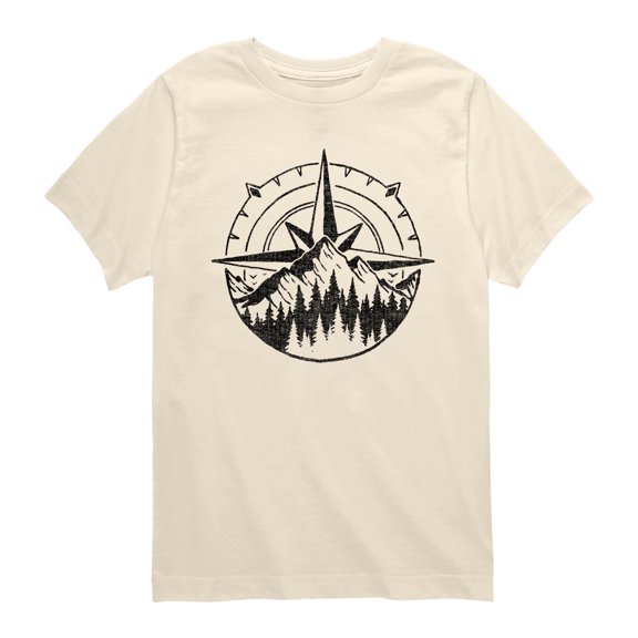 Instant Message - Compass Nature Scene - Youth Short Sleeve Graphic T-Shirt