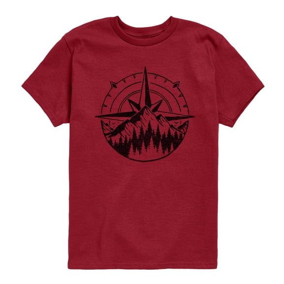 Instant Message - Compass Nature Scene - Youth Short Sleeve Graphic T-Shirt
