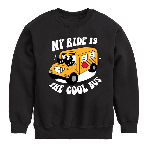 Instant Message - Cool School Bus - Toddler & Youth Crewneck Fleece Sweatshirt