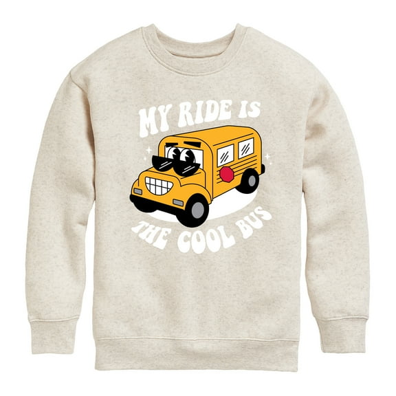 Instant Message - Cool School Bus - Toddler & Youth Crewneck Fleece Sweatshirt