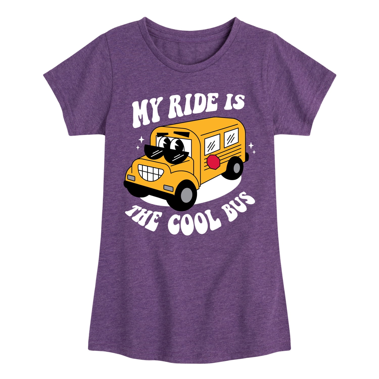 Girls Cream Bus Print Regular T-Shirt