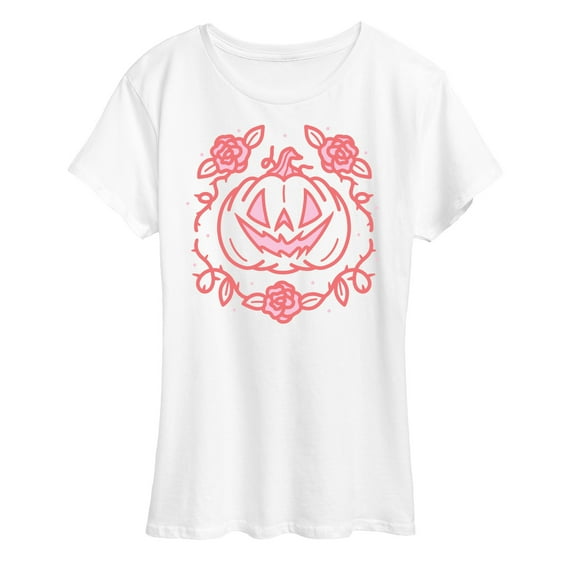 Instant Message - Coquette Halloween Pumpkin Rose - Coquette Halloween - Womens Short Sleeve Graphic T-Shirt