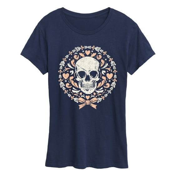 Instant Message - Coquette Halloween Skull - Coquette Halloween - Womens Short Sleeve Graphic T-Shirt